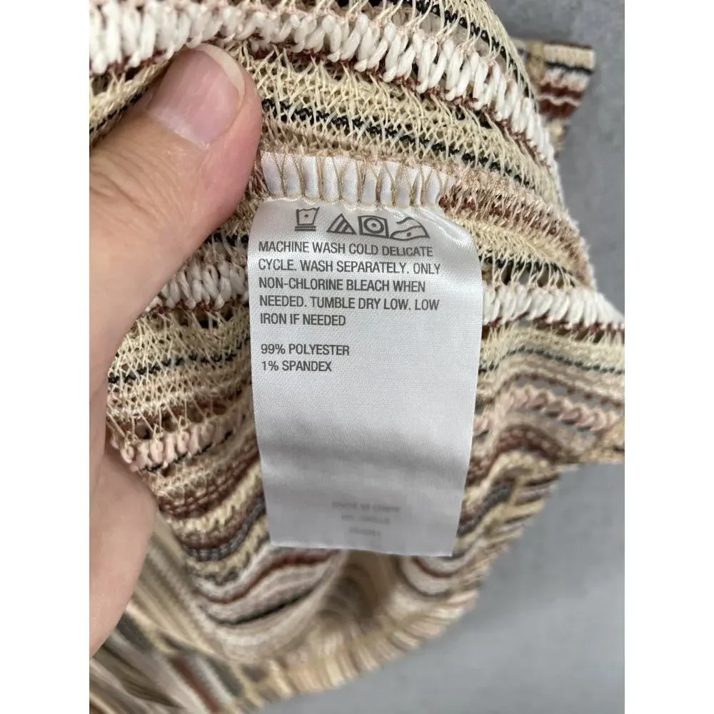 New G by Giuliana Cardigan Sz S Duster Brown Stripe 3/4 Sleeve Open Front Duster